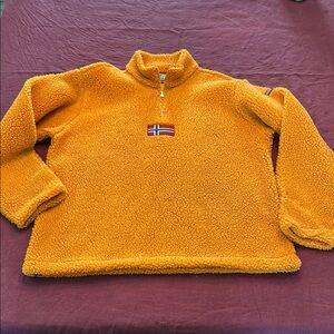 Napapijri XXL Warm Orange Fleece 1/4 zip pullover sweater sweatshirt men’s